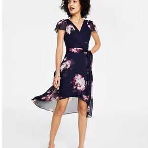NWT DKNY Sheer Dark Floral Dress